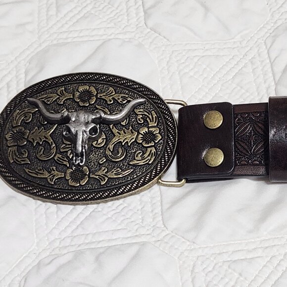Sz 12/14 Western Brown Faux Leather Belt - Picture 5 of 9